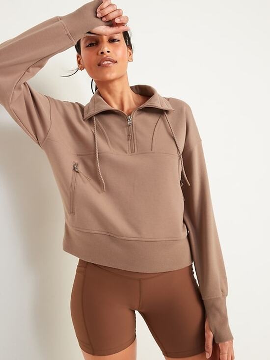Old Navy Jackets & Blazers - Old Navy Half Zip Scuba Jacket NWT 4X Rare Earth Brown Dynamic Fleece Sweatshirt